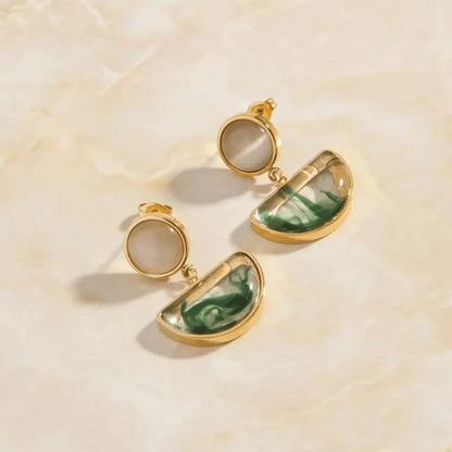 Gold-Plated Opal Drop Earrings