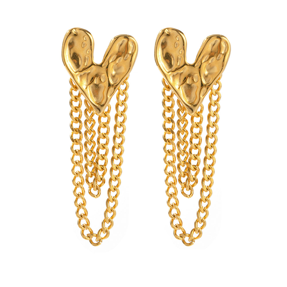 Heart of Gold Earrings - 18K Gold-Plated Stainless Steel