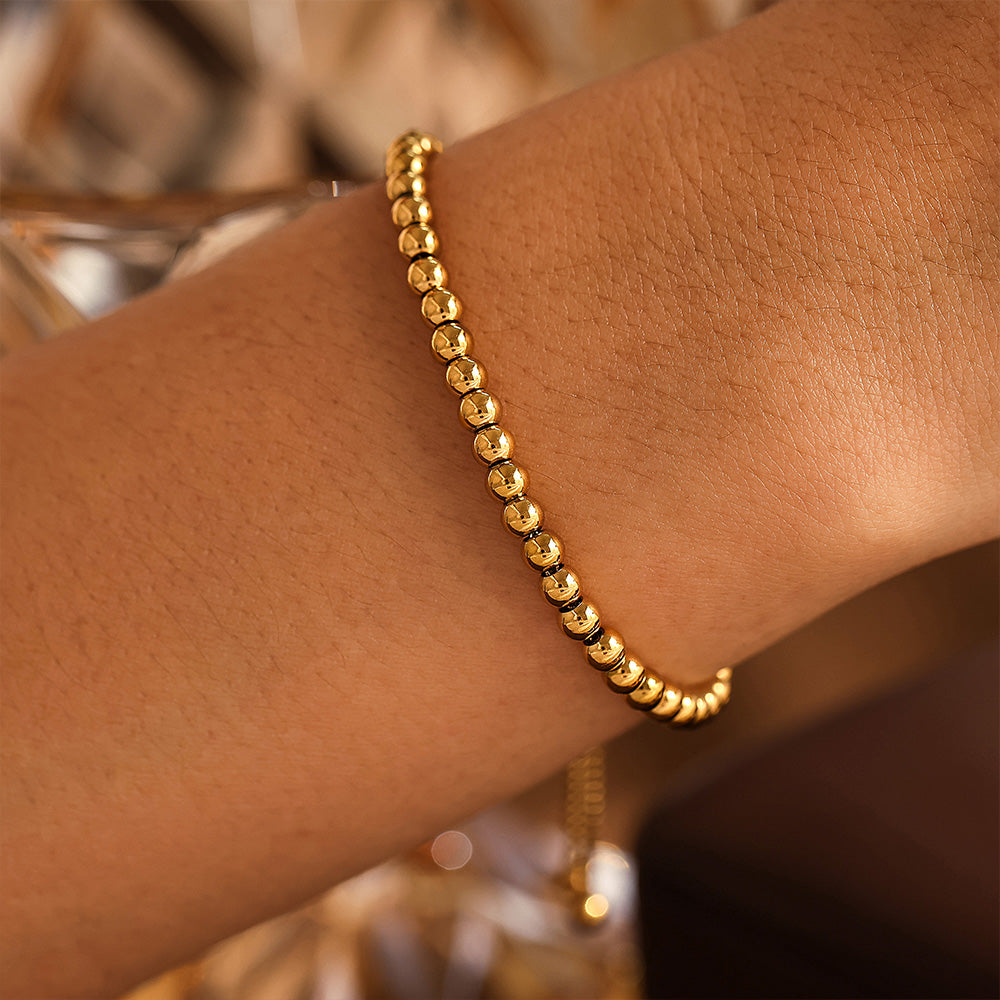 Mantra Beaded Bracelet - 18K Gold-Plated Stainless Steel