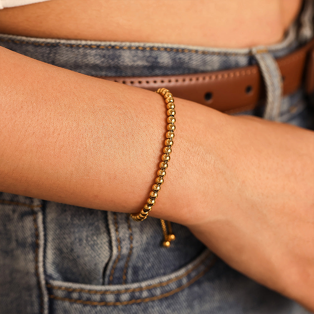 Mantra Beaded Bracelet - 18K Gold-Plated Stainless Steel