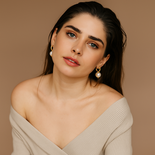 Margo Pearl Earrings - 18K Gold-Plated Stainless Steel with Detachable Pearl