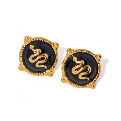 Midnight Medusa - 18K Gold-Plated Stainless Steel Earrings