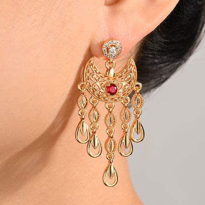 Moon chandelier earrings gold