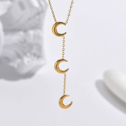 Moon necklace stainless steel gold