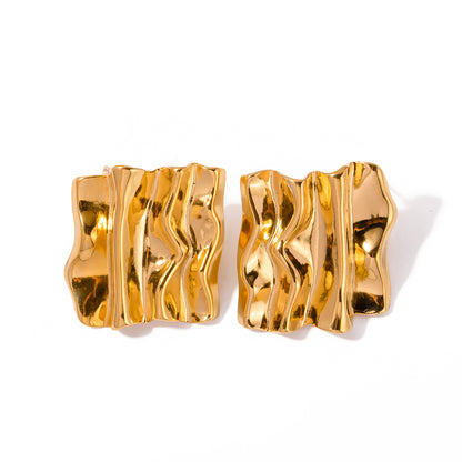 Liora Wavy Bark Earrings – 18K Gold-Plated Stainless Steel