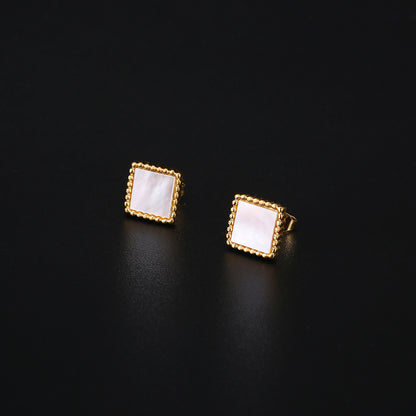 Ostara Stud Earrings - 18K Gold-Plated Stainless Steel with Shell Inlay