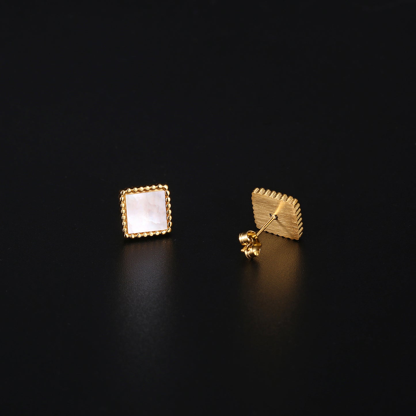 Ostara Stud Earrings - 18K Gold-Plated Stainless Steel with Shell Inlay