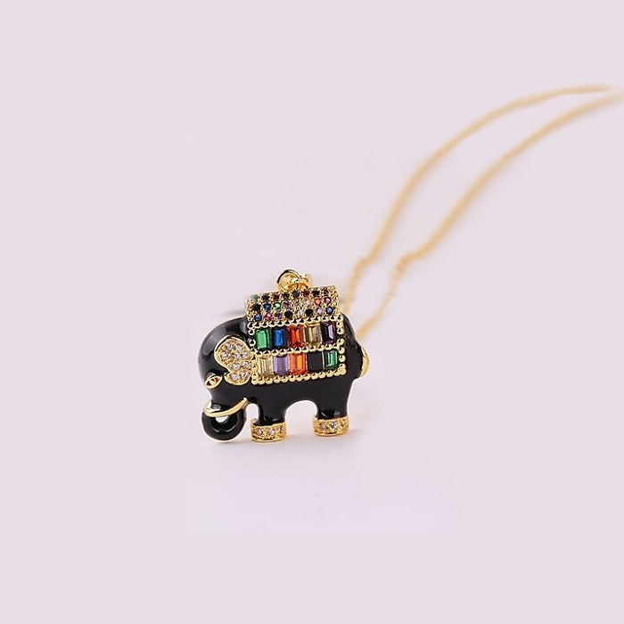 Elephas - 18K Gold-Plated Enamel Inlay Elephant Necklace