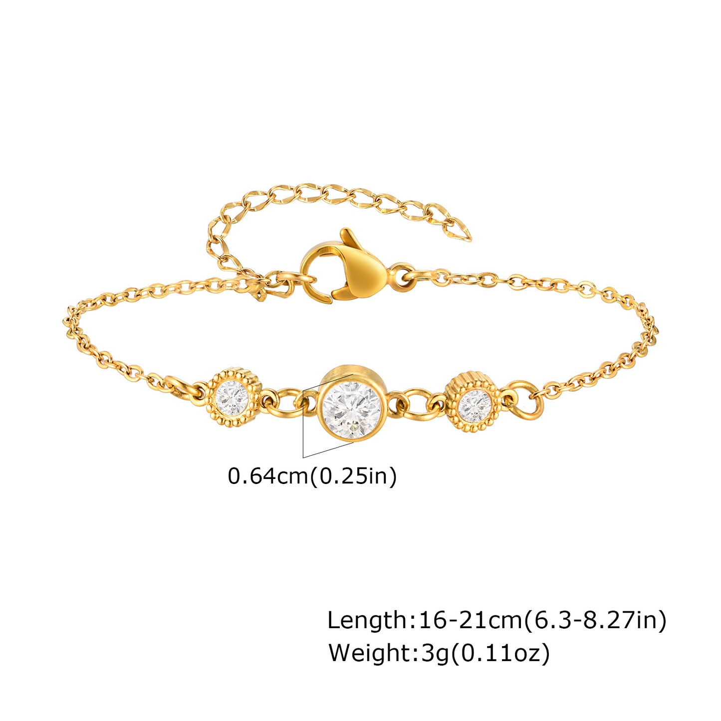 Prisca Bracelet - 18K Gold-Plated Stainless Steel Zircon