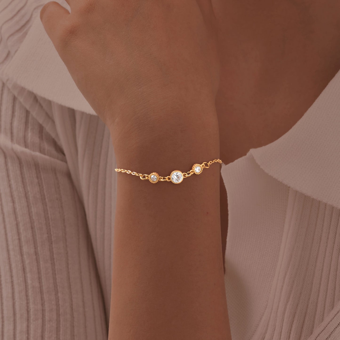 Prisca Bracelet - 18K Gold-Plated Stainless Steel Zircon