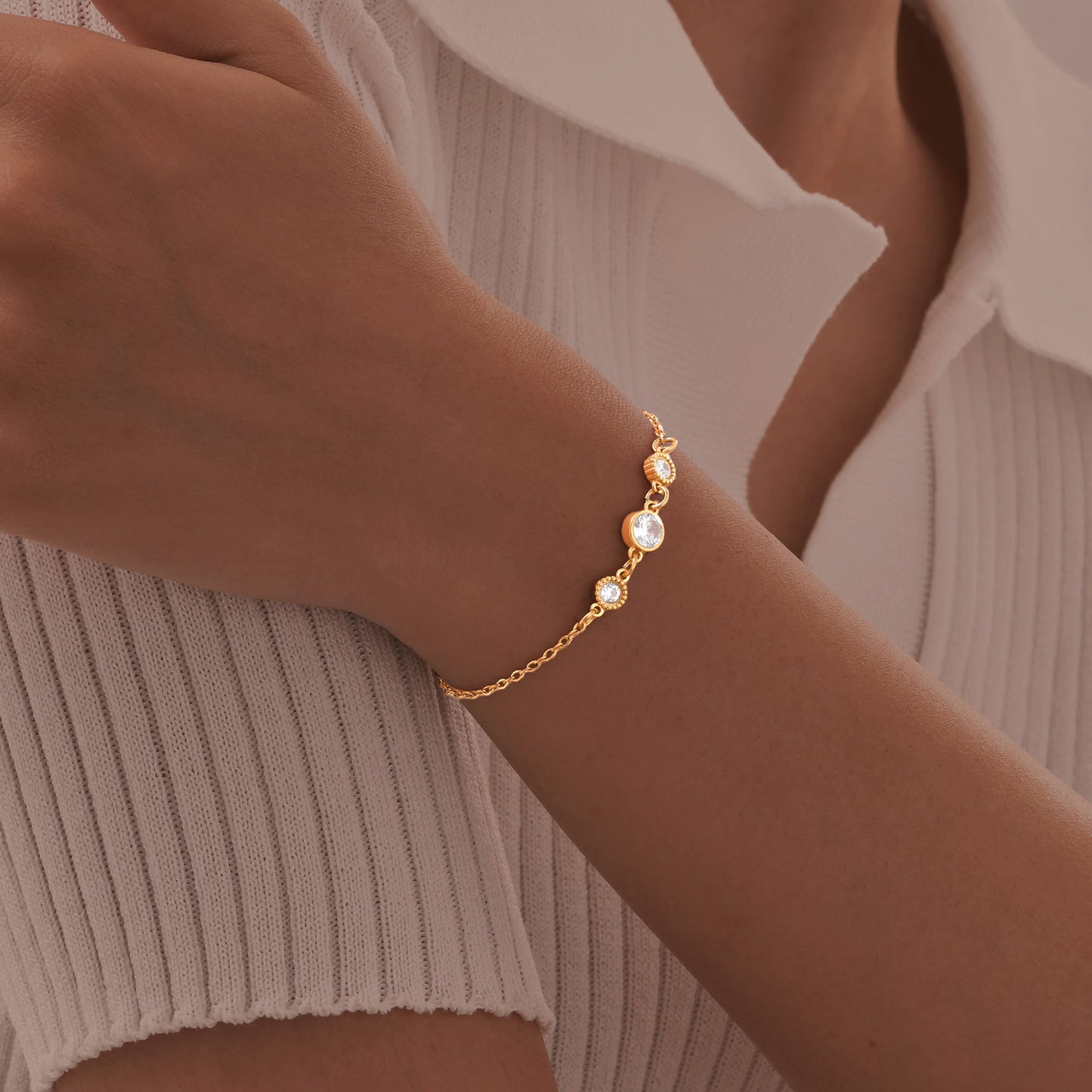 Prisca Bracelet - 18K Gold-Plated Stainless Steel Zircon