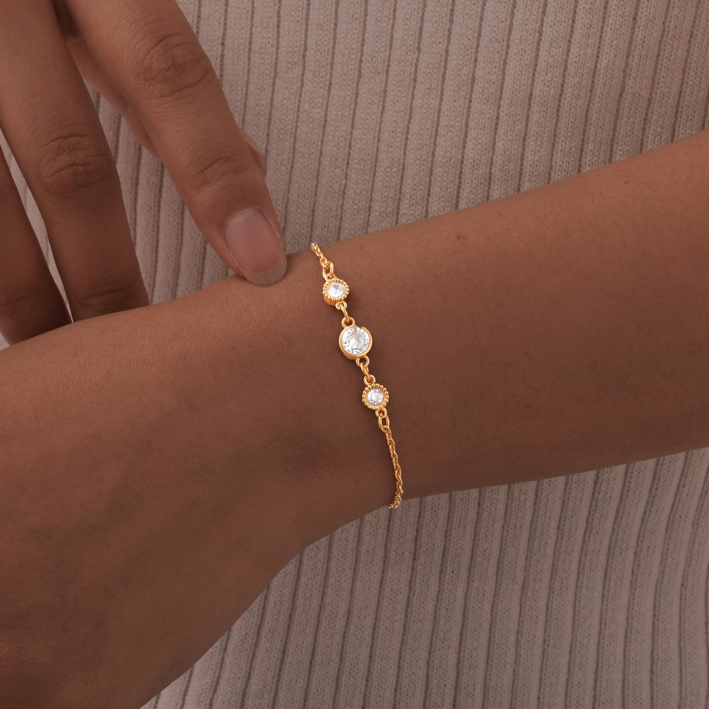 Prisca Bracelet - 18K Gold-Plated Stainless Steel Zircon