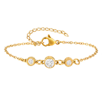 Prisca Bracelet - 18K Gold-Plated Stainless Steel Zircon