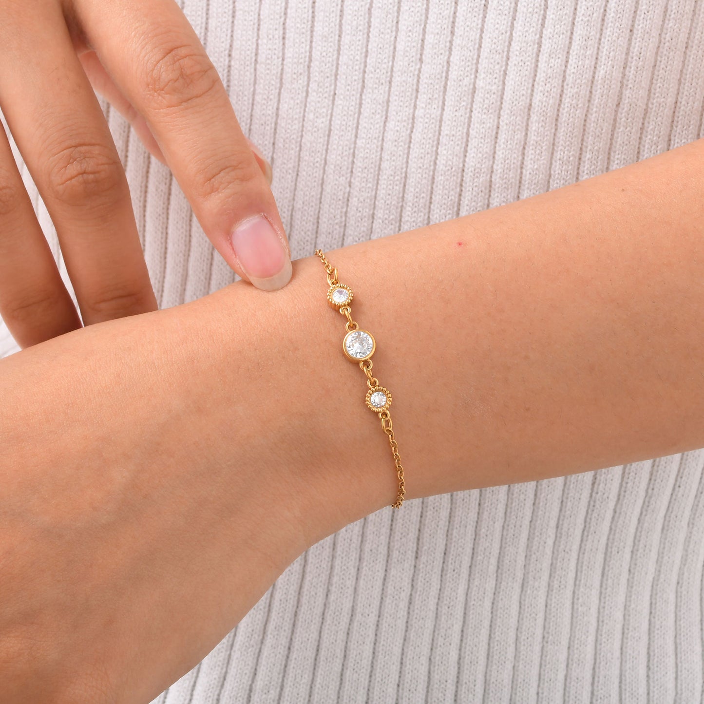 Prisca Bracelet - 18K Gold-Plated Stainless Steel Zircon