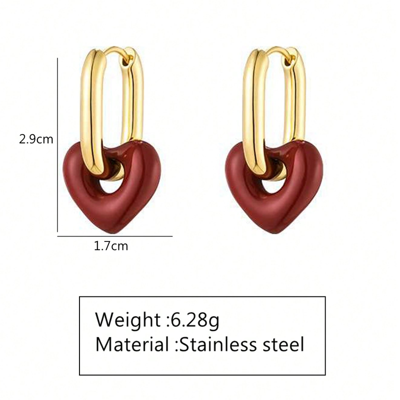Scarlet Heart Hoops – 18K Gold-Plated Stainless Steel