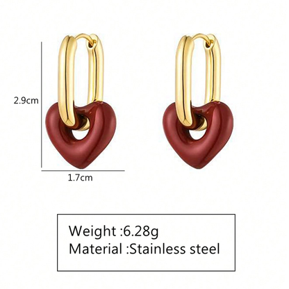 Scarlet Heart Hoops – 18K Gold-Plated Stainless Steel