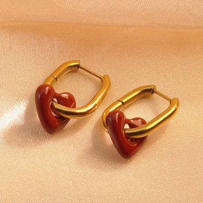 Scarlet Heart Hoops – 18K Gold-Plated Stainless Steel