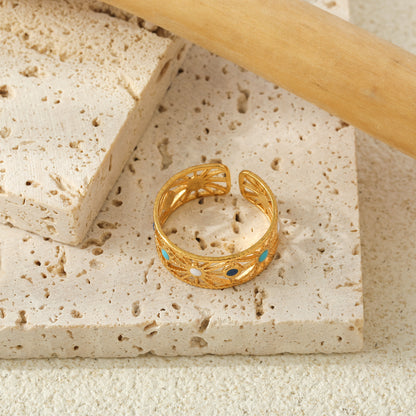 Stainless steel gold open ring band