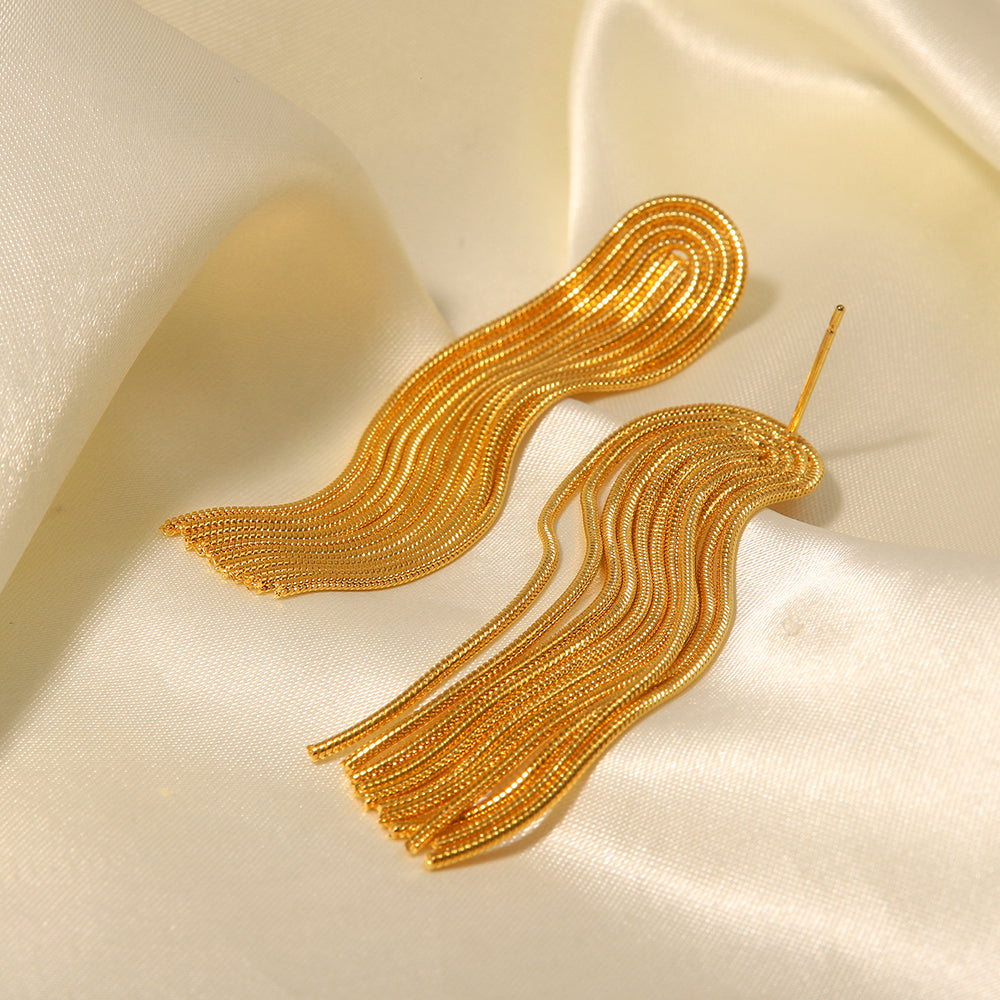 Stud golden tassel party wear earrings