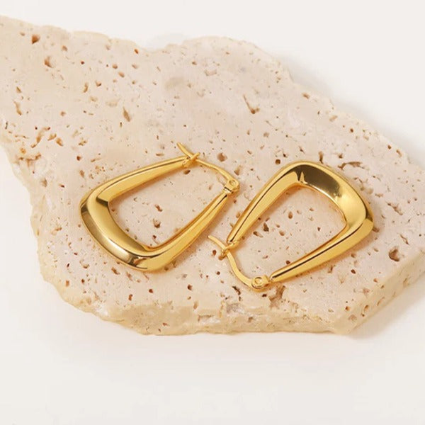 Trapezoid - 18K Gold-Plated Stainless Steel Hoop Earrings