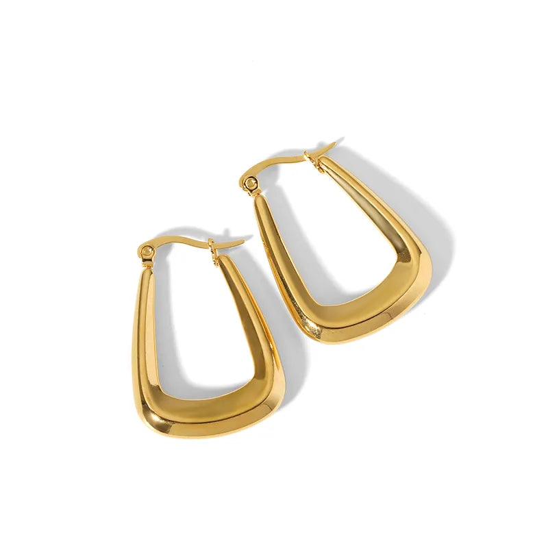 Trapezoid - 18K Gold-Plated Stainless Steel Hoop Earrings