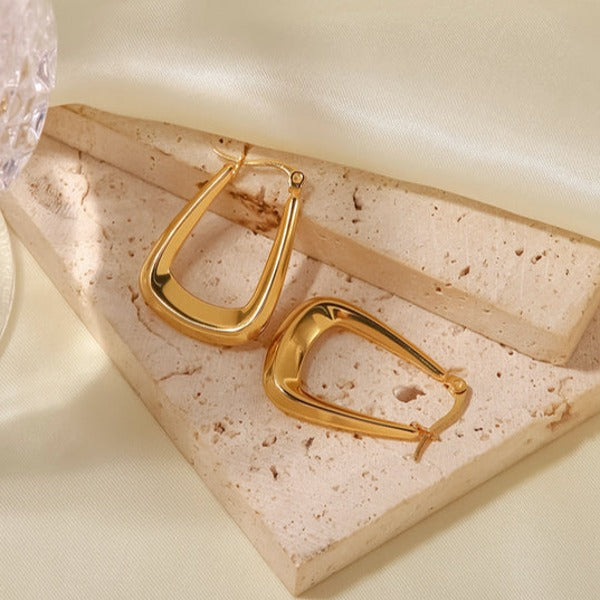 Trapezoid - 18K Gold-Plated Stainless Steel Hoop Earrings