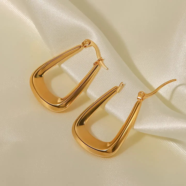 Trapezoid - 18K Gold-Plated Stainless Steel Hoop Earrings