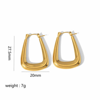 Trapezoid - 18K Gold-Plated Stainless Steel Hoop Earrings