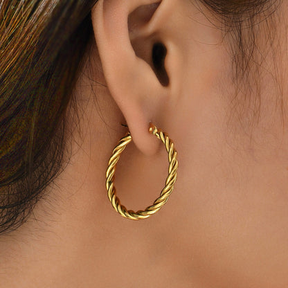 Twist Hoop Earrings – 18K Gold-Plated Stainless Steel