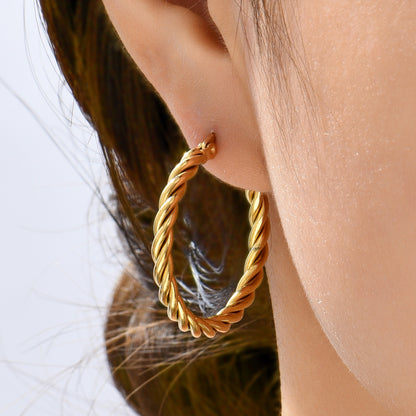 Twist Hoop Earrings – 18K Gold-Plated Stainless Steel