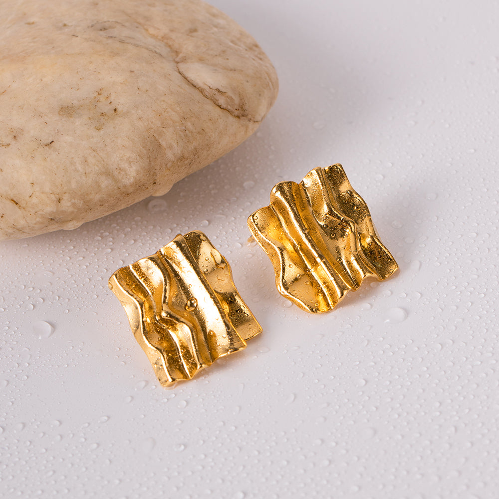 Wavy Bark Earrings 18K Gold-Plated Stainless Steel