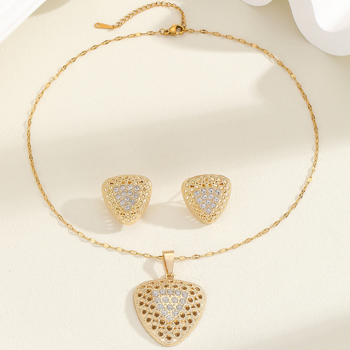 Women 18k gold plated zircon earrings & necklace set