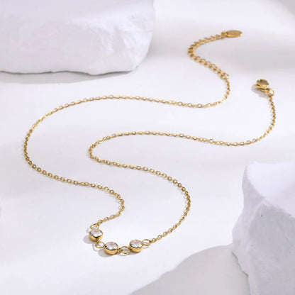 Women Zircon Stones 18K Gold Plated Necklace