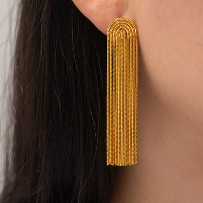 Women golden tassel party wear earrings