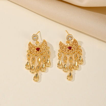 Women moon chandelier earrings