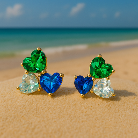 Zima - 24K Gold-Plated Brass Triple Heart Earrings