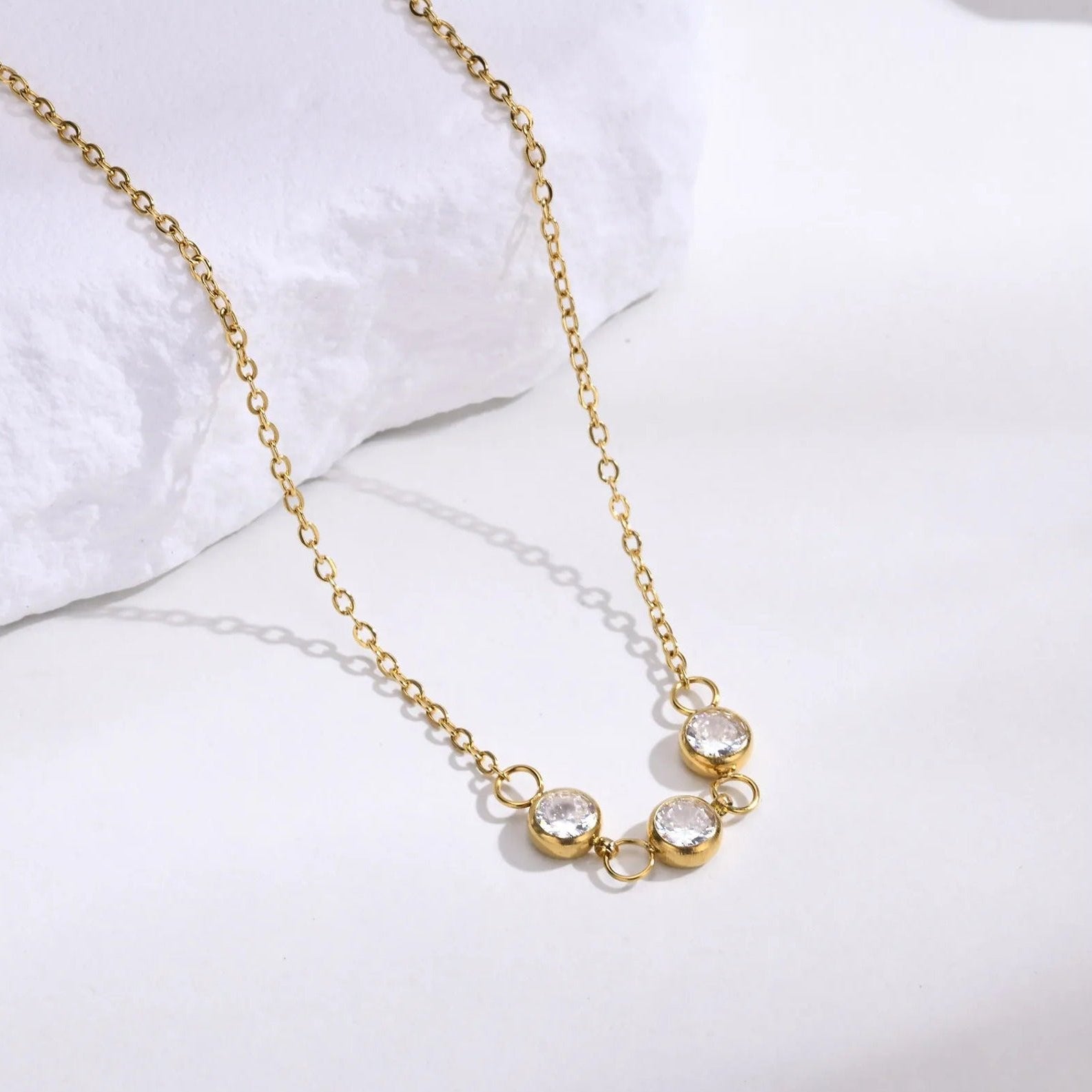 Zircon 18K Gold Plated Chain Necklace