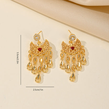 half moon earrings, gold