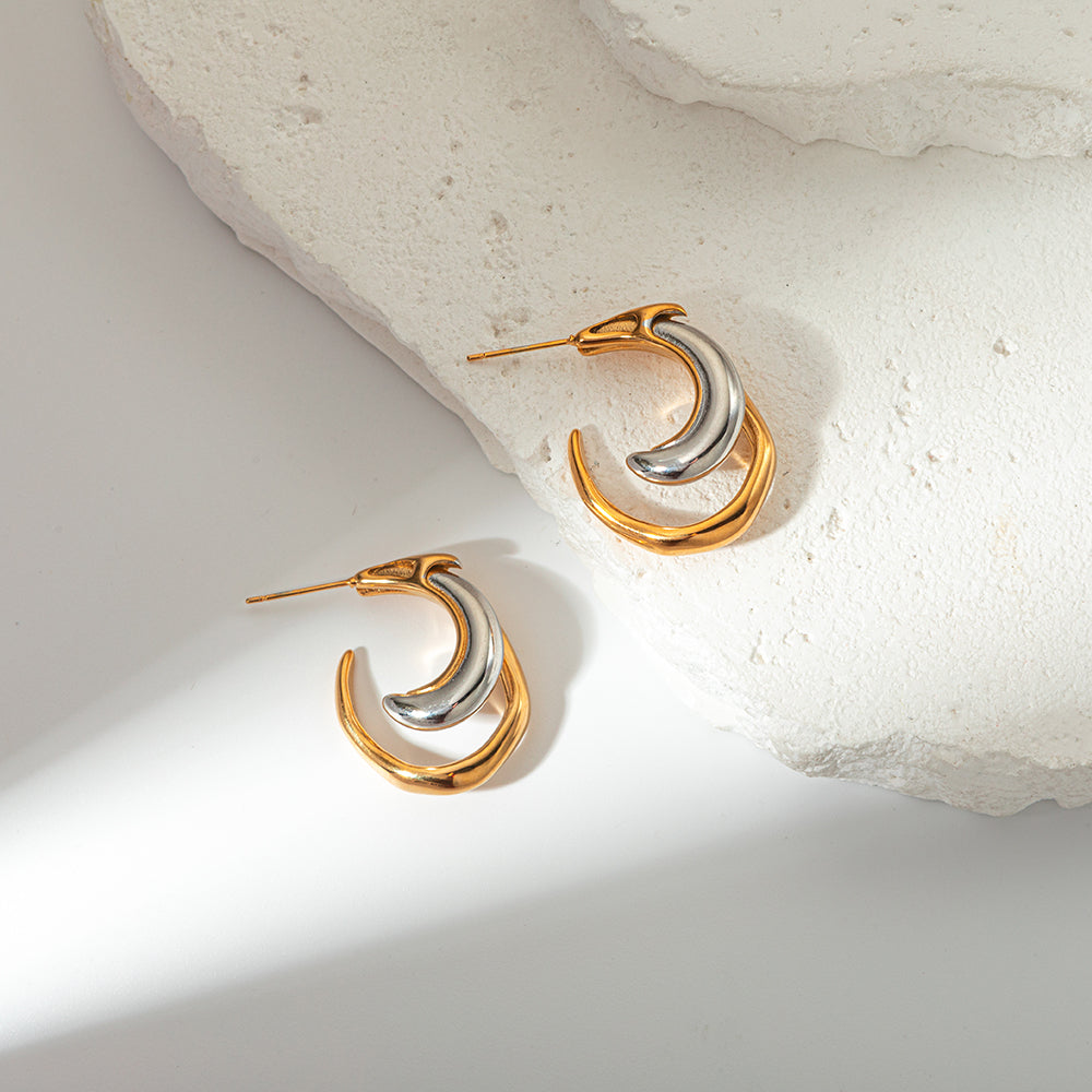 moon earrings studs, gold