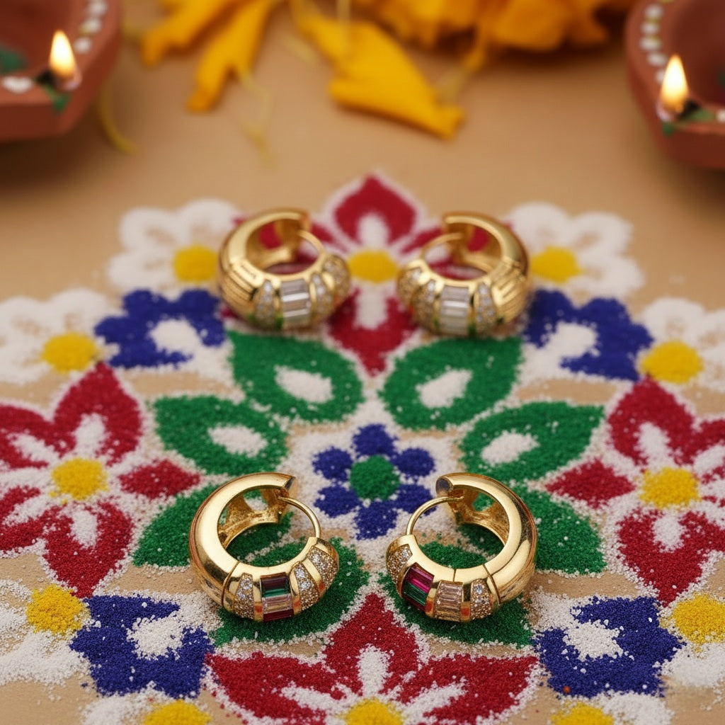 Hope Huggie Earrings - 18K Gold Plated Copper with Zircon Inlay