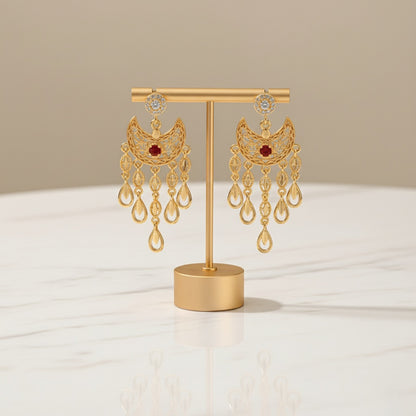 Astraea - 18K Gold-Plated Copper Moon Chandelier Earrings