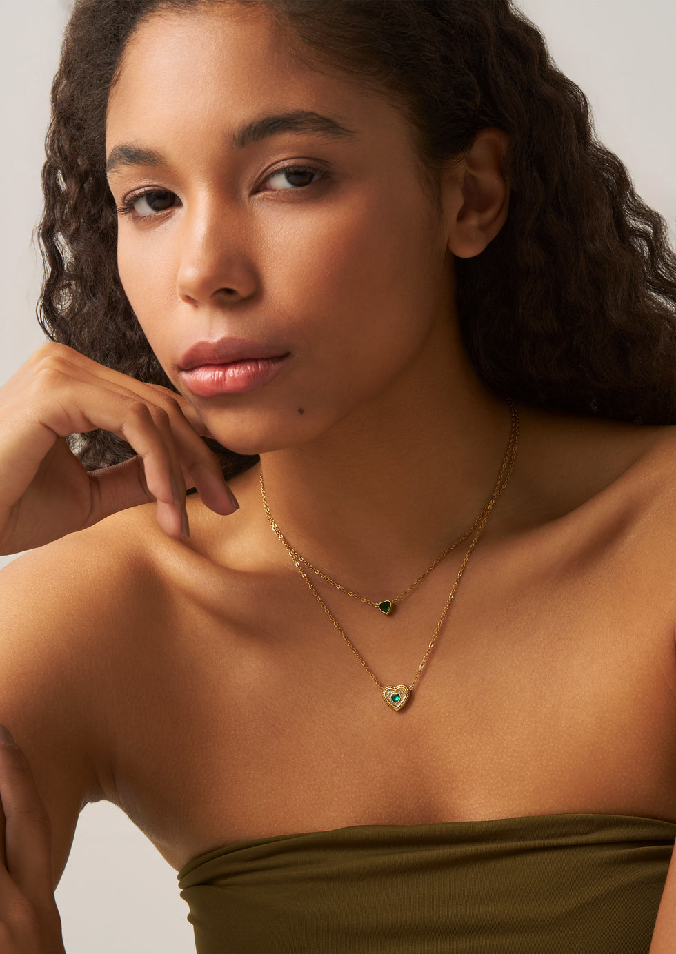Hazel Heart Two-Layer Necklace - 18K Gold-Plated Stainless Steel