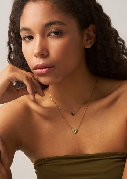 Hazel Heart Two-Layer Necklace - 18K Gold-Plated Stainless Steel