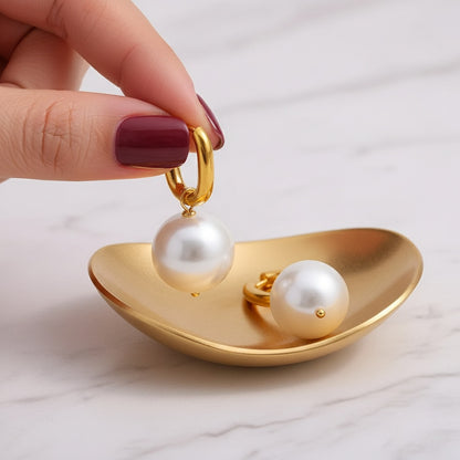 Margo Pearl Earrings - 18K Gold-Plated Stainless Steel with Detachable Pearl