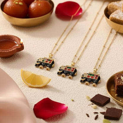 Elephas - 18K Gold-Plated Enamel Inlay Elephant Necklace