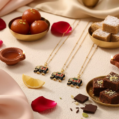 Elephas - 18K Gold-Plated Enamel Inlay Elephant Necklace