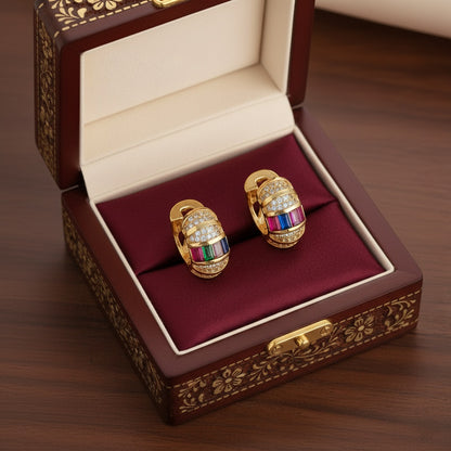 Hope Huggie Earrings - 18K Gold Plated Copper with Zircon Inlay