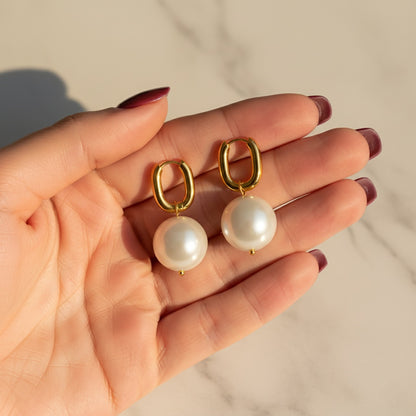 Margo Pearl Earrings - 18K Gold-Plated Stainless Steel with Detachable Pearl