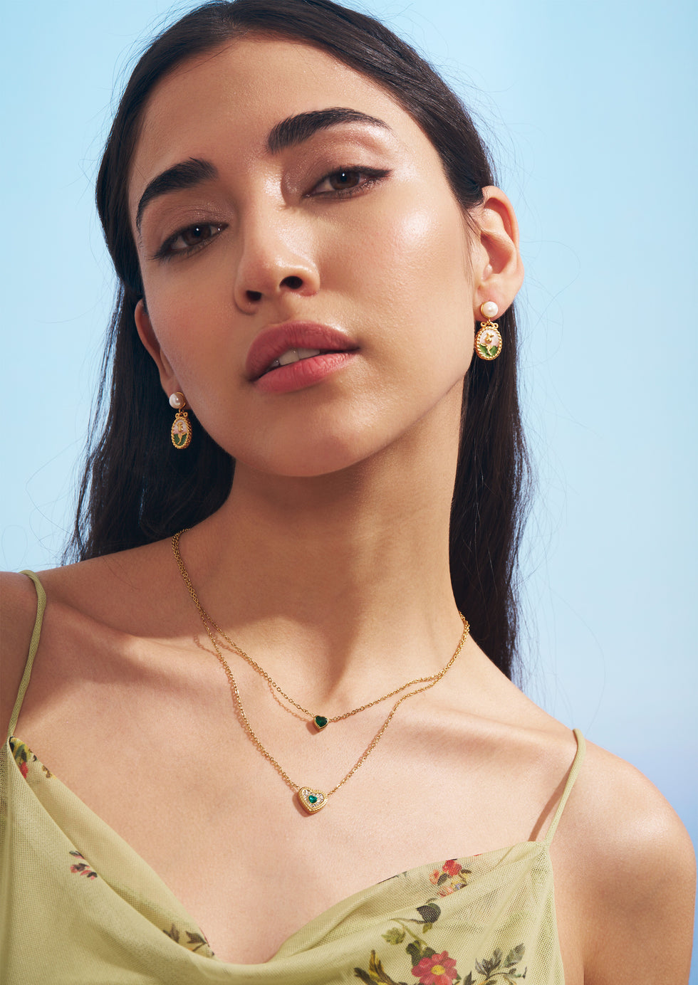 Hazel Heart Two-Layer Necklace - 18K Gold-Plated Stainless Steel