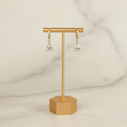Eros Teardrop Huggie Earrings - 18K Gold-Plated Stainless Steel with Rhinestones & Zircon